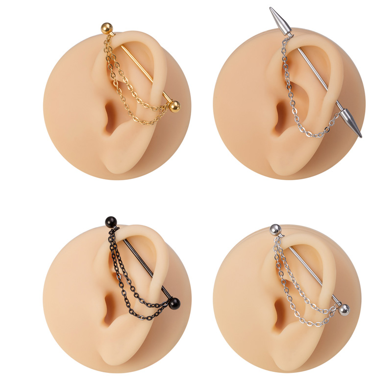 Body Jewelry Industrial - 1 adet endüstriyel piercing halter zincirli