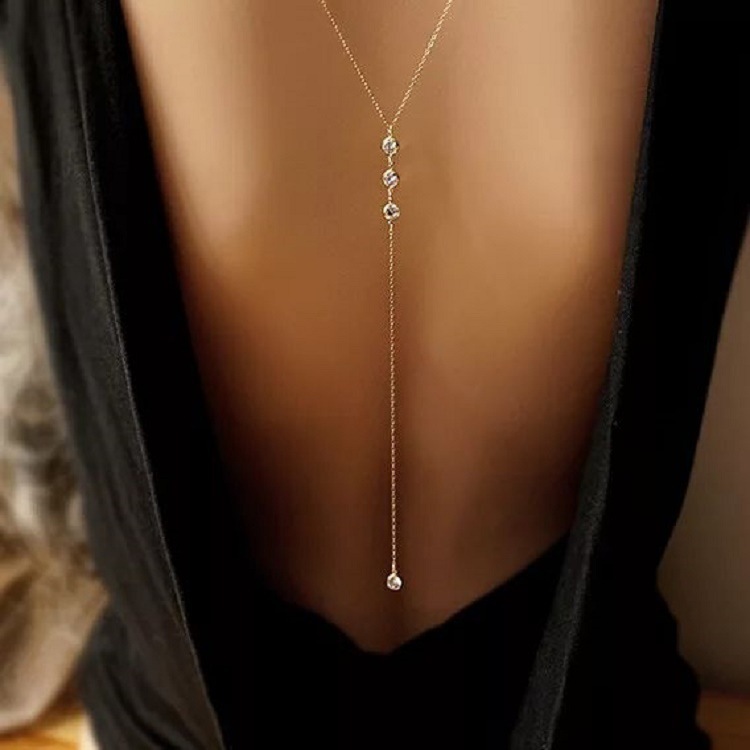 Body Jewelry For You - Yeni Rhinestone Seksi Kadın Sırt Zinciri