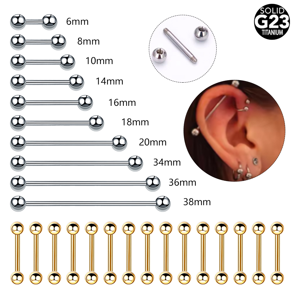 Body Jewelry Industrial - 1/5 adet titanyum dış dişli dil