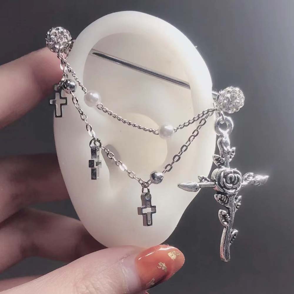 Body Jewelry Industrial - 1 adet endüstriyel iskele halter kulak