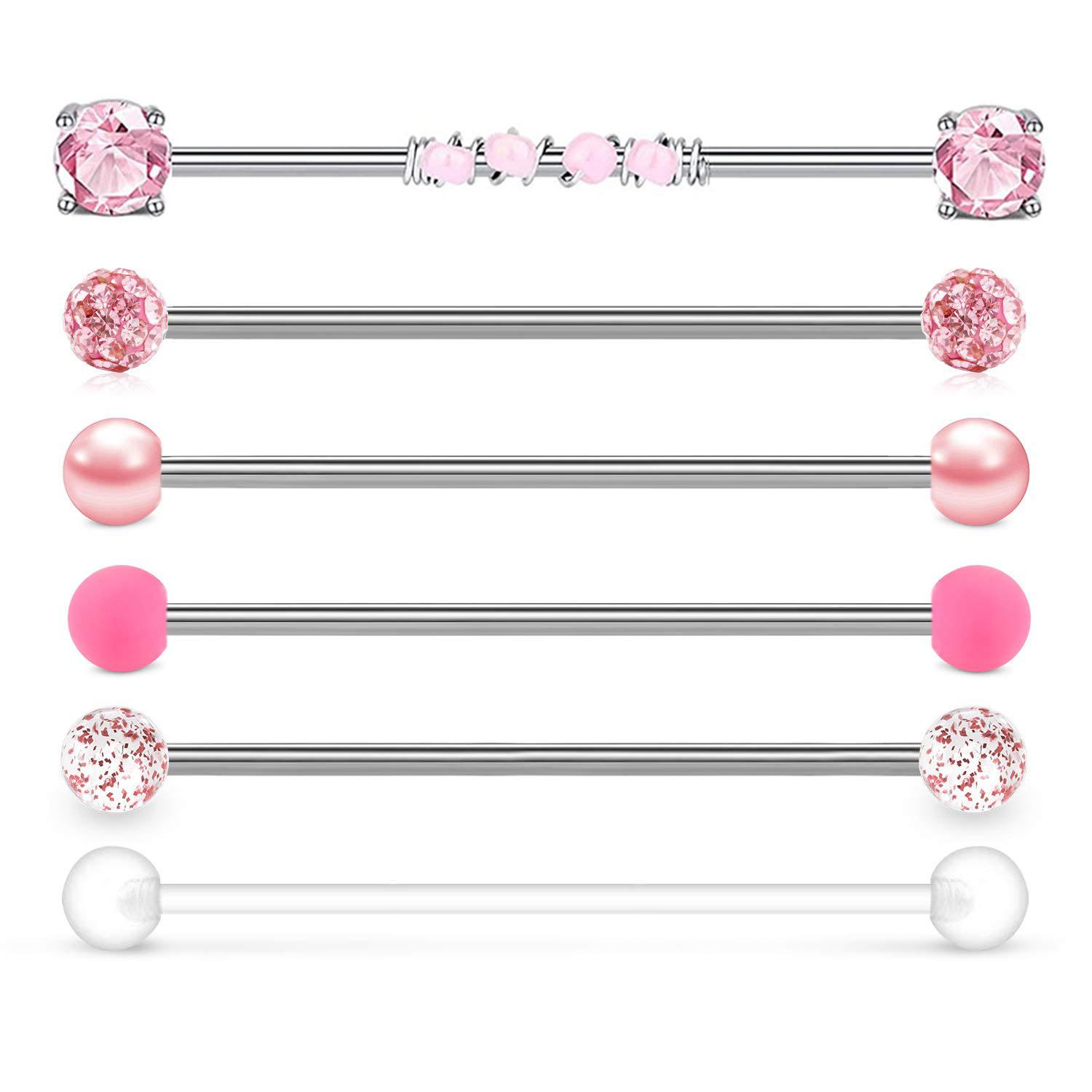 Body Jewelry Industrial - 1 adet/6 adet 14G 38mm Paslanmaz