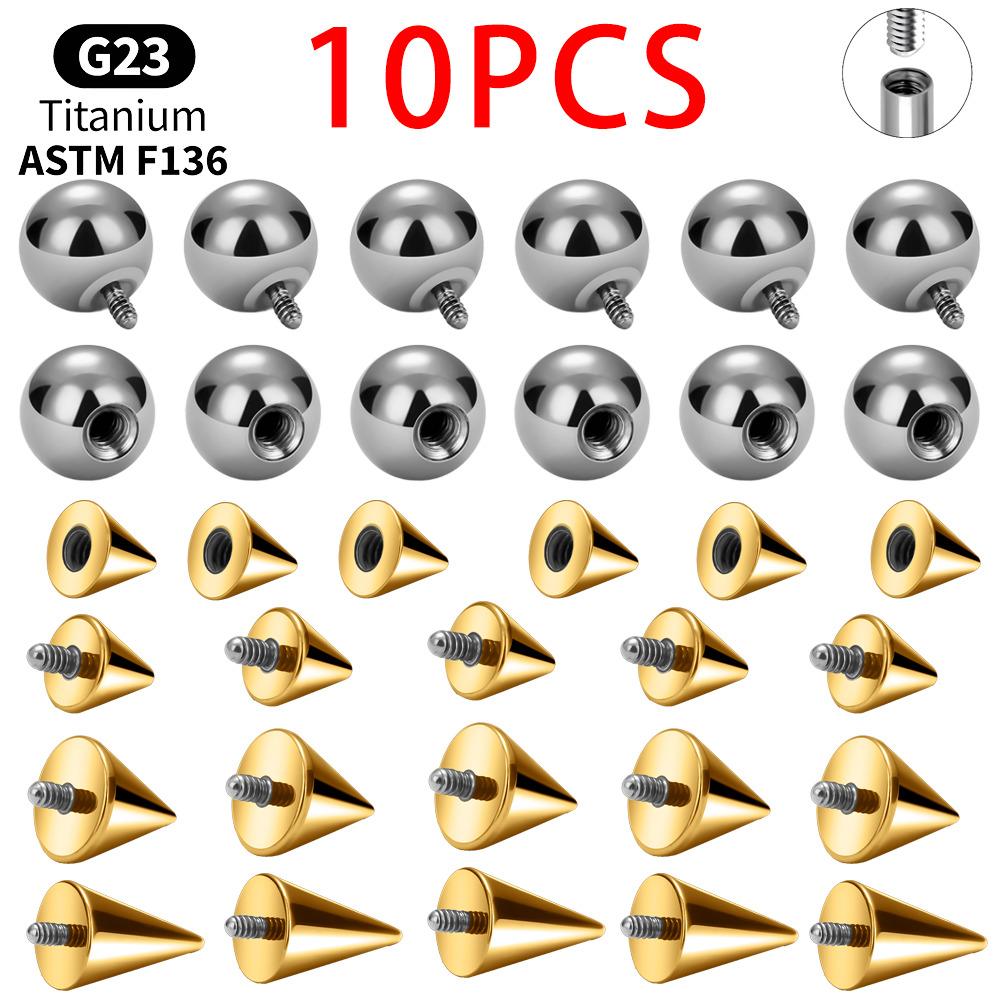 Body Jewelry Industrial - Titanyum Top Koni Yedek Parça 10'lu