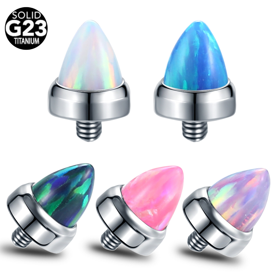 Body Jewelry Industrial - 1 adet titanyum pençe seti Opal