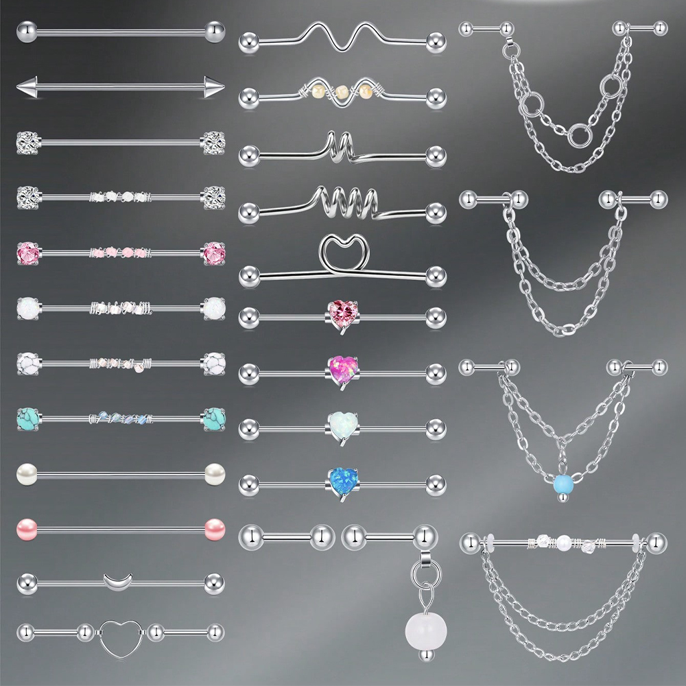 Body Jewelry Industrial - 14G Endüstriyel Barbell Kıkırdak Küpesi Vücut