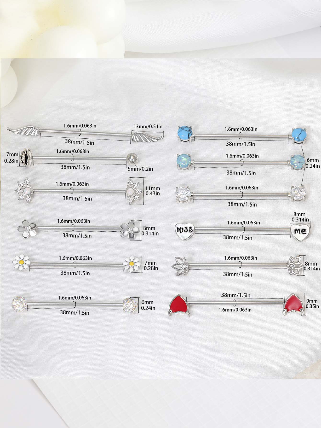 16G oklar kalpler endüstriyel  - Body Jewelry Industrial incelemesi ve fiyatı